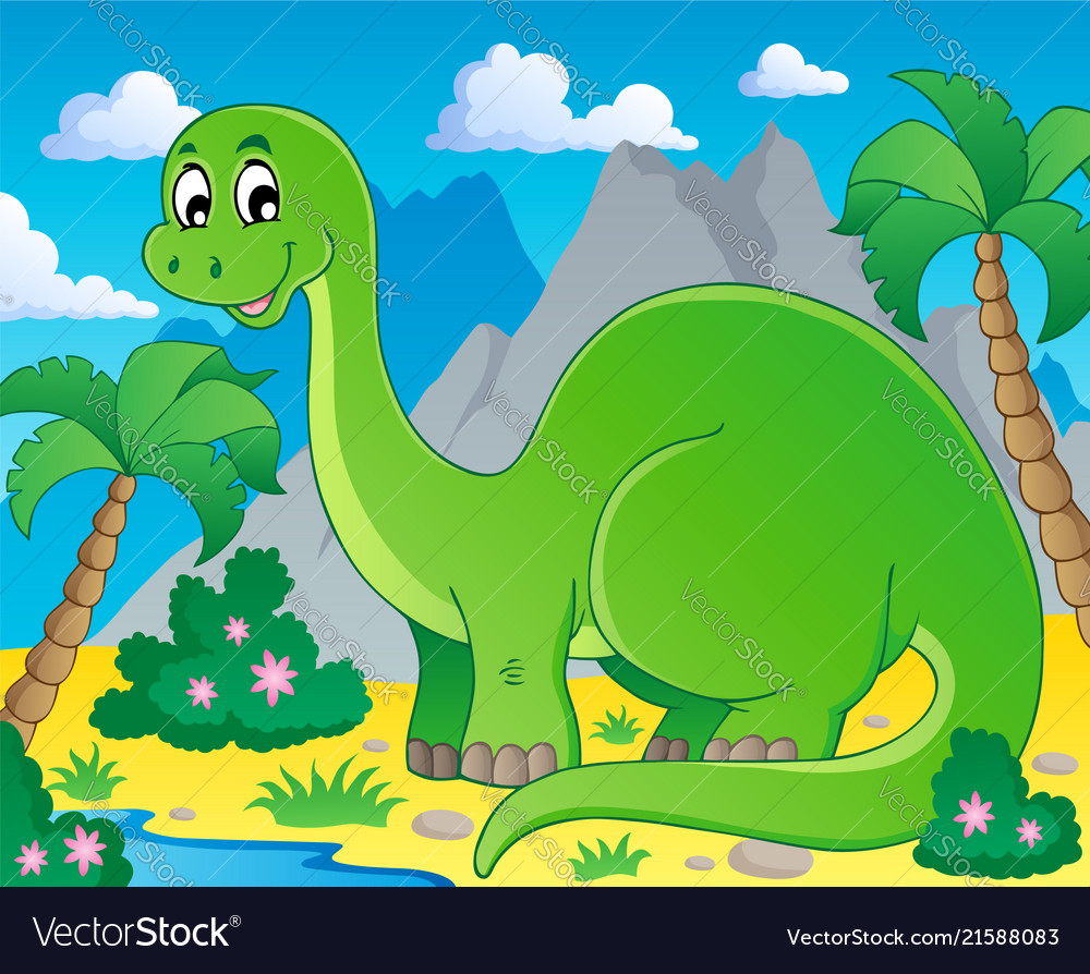 Scene with dinosaur 1 Royalty Free Vector Image