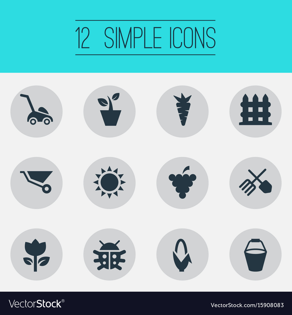 Set of simple garden icons