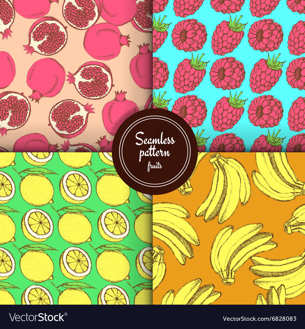 Sketch set of fruits patterns