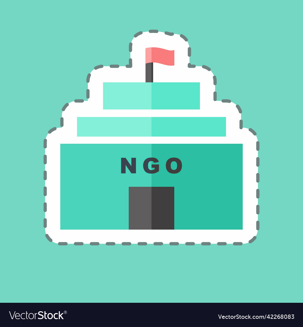 Sticker line cut ngo building suitable Royalty Free Vector