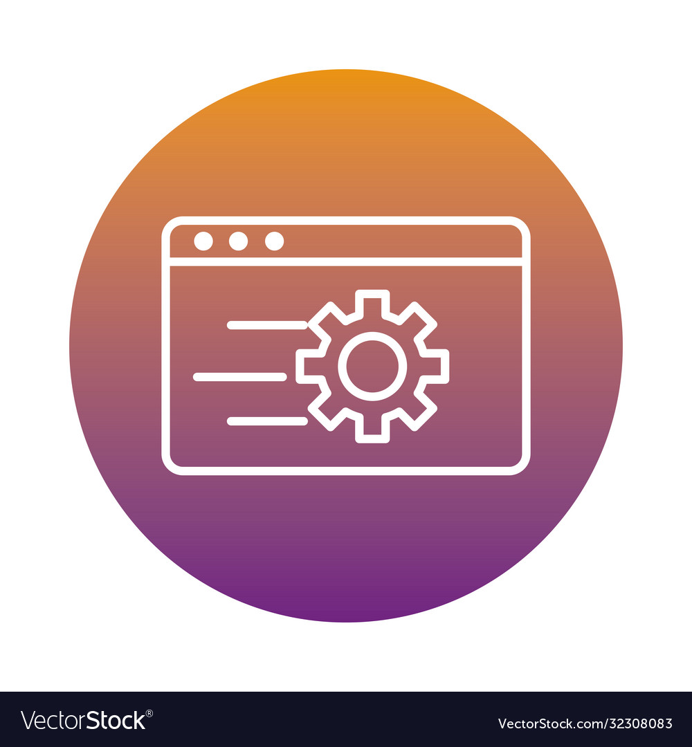 Webpage with gear setting machine block style icon vector image Webpage with gear setting machine block style icon