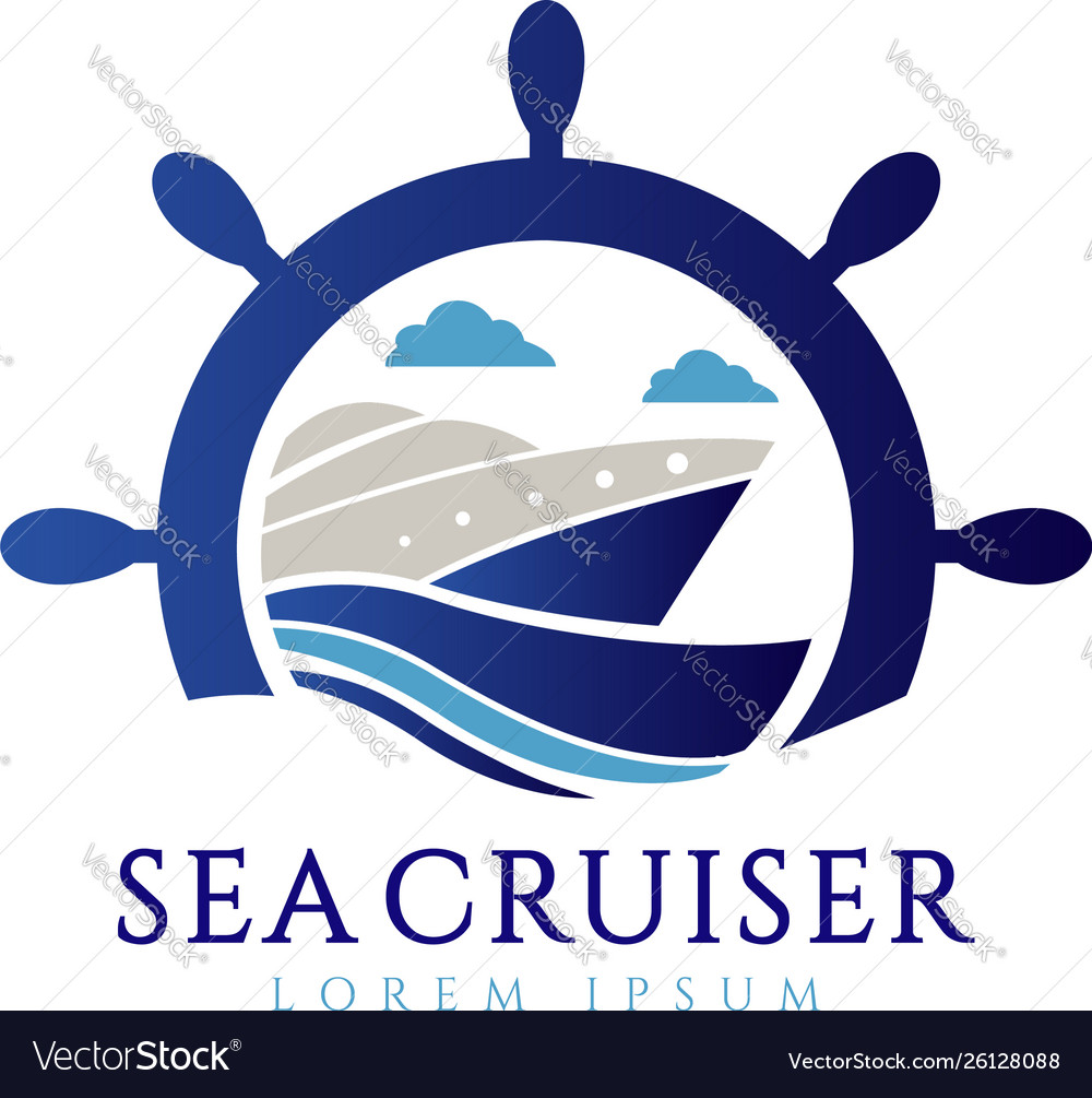 Blue sail ship explore logo symbol Royalty Free Vector Image