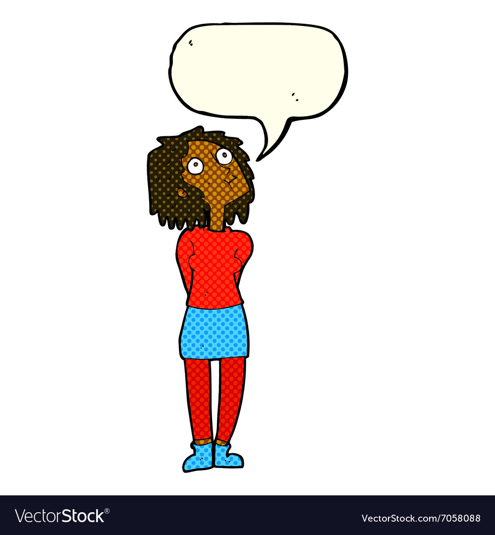 Cartoon curious woman with speech bubble Vector Image