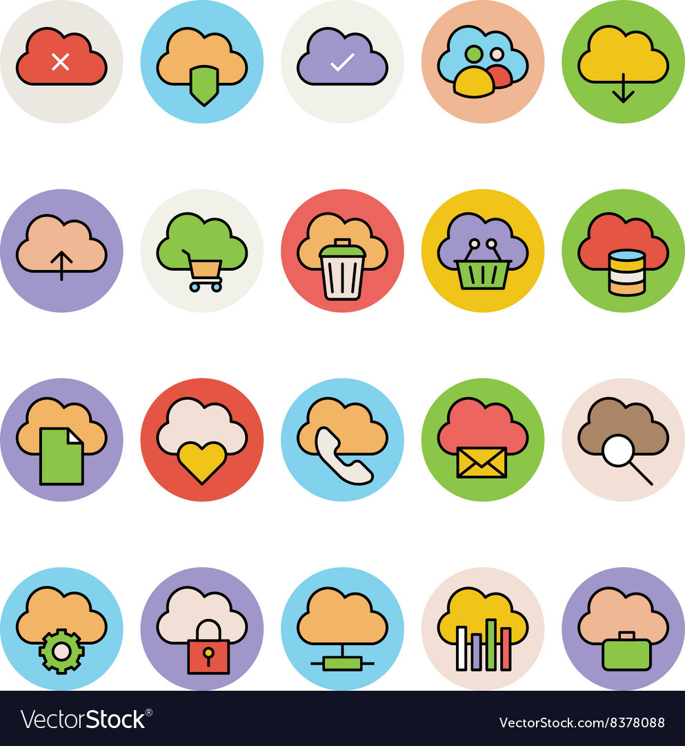 Cloud computing colored icons 1