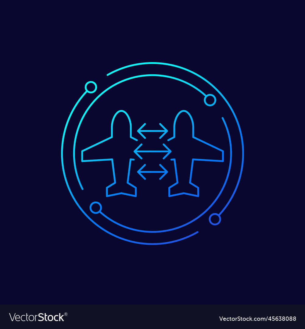 Connecting flight or transit line icon