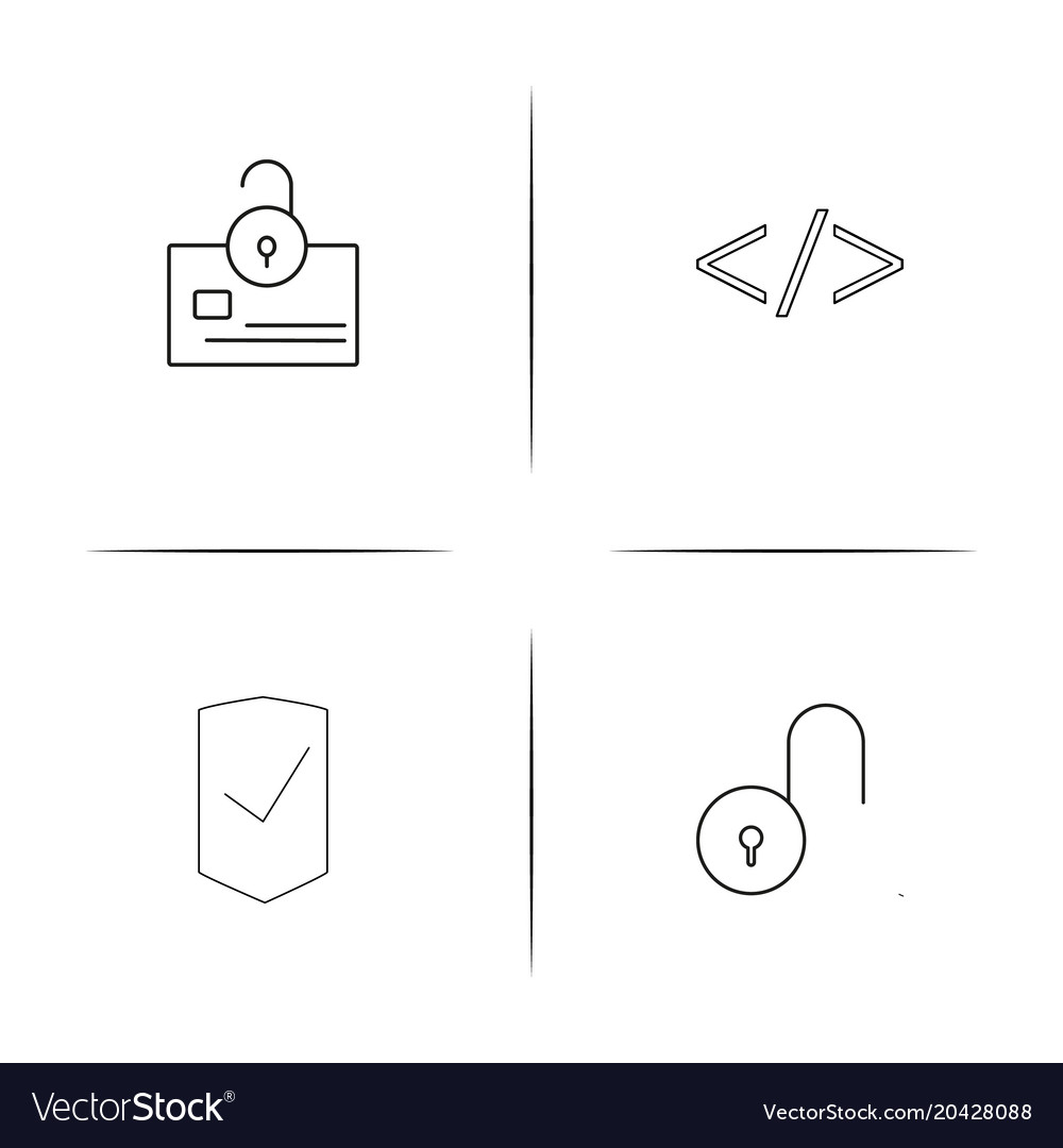 Cyber security simple linear icon setsimple