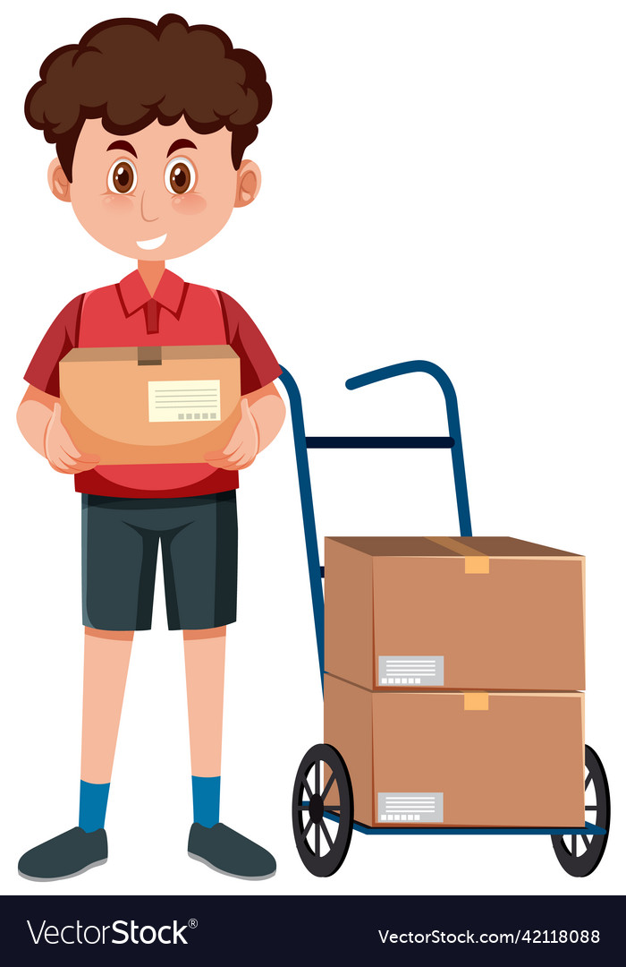 Delivery man with packages Royalty Free Vector Image