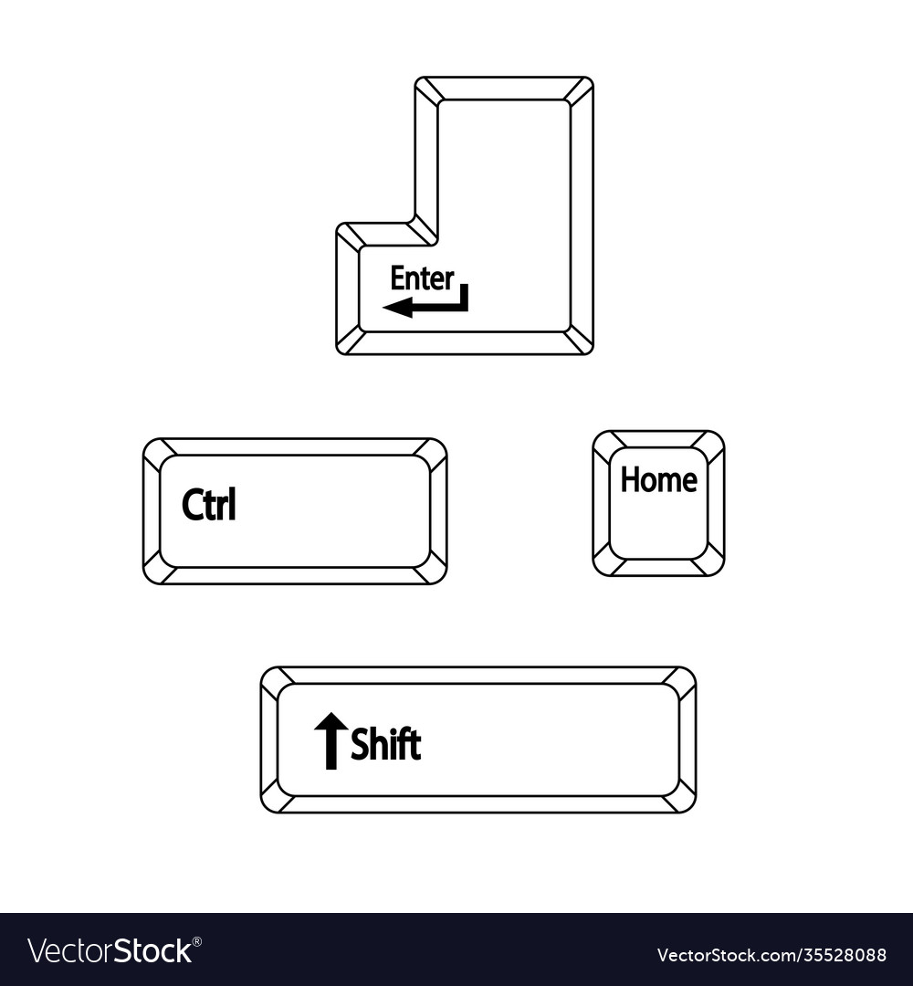 Enter control ctrl home and shift computer key vector image Enter control ctrl home and shift computer key