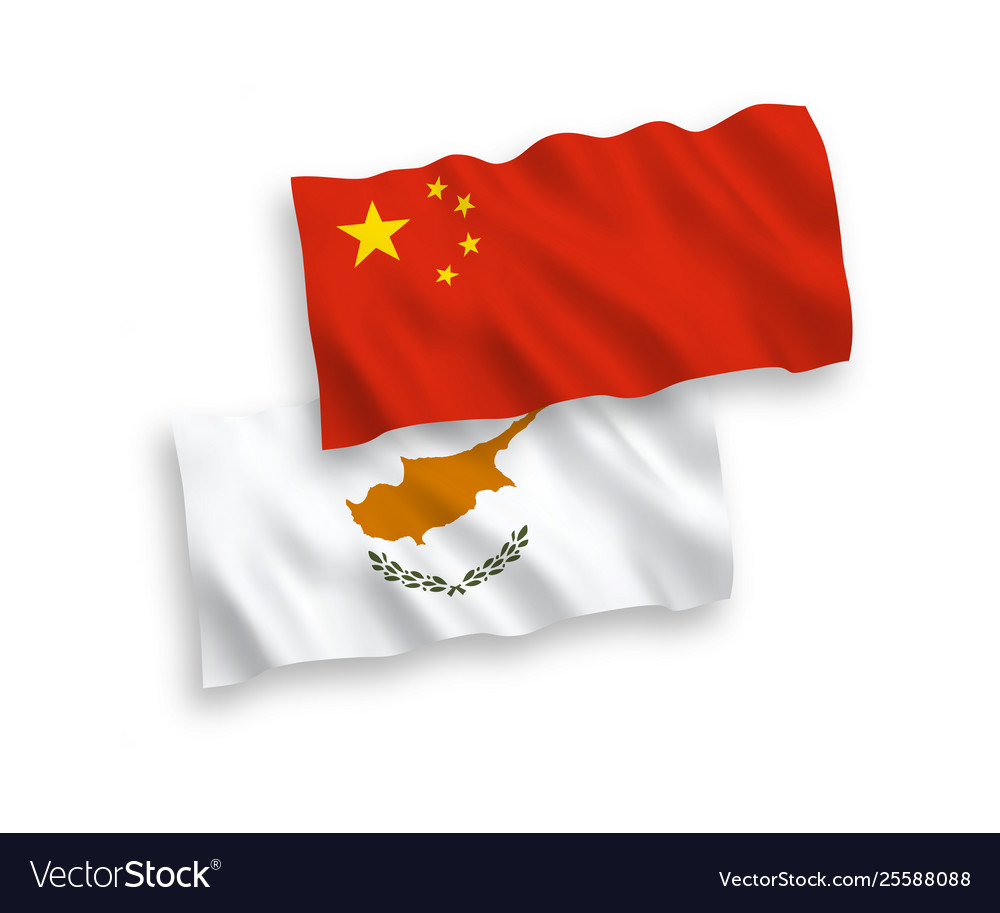 Flags cyprus and china on a white background