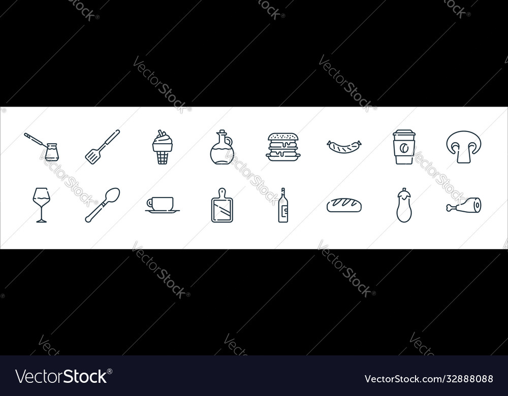 Gastronomy line icons linear set quality vector image Gastronomy line icons linear set quality