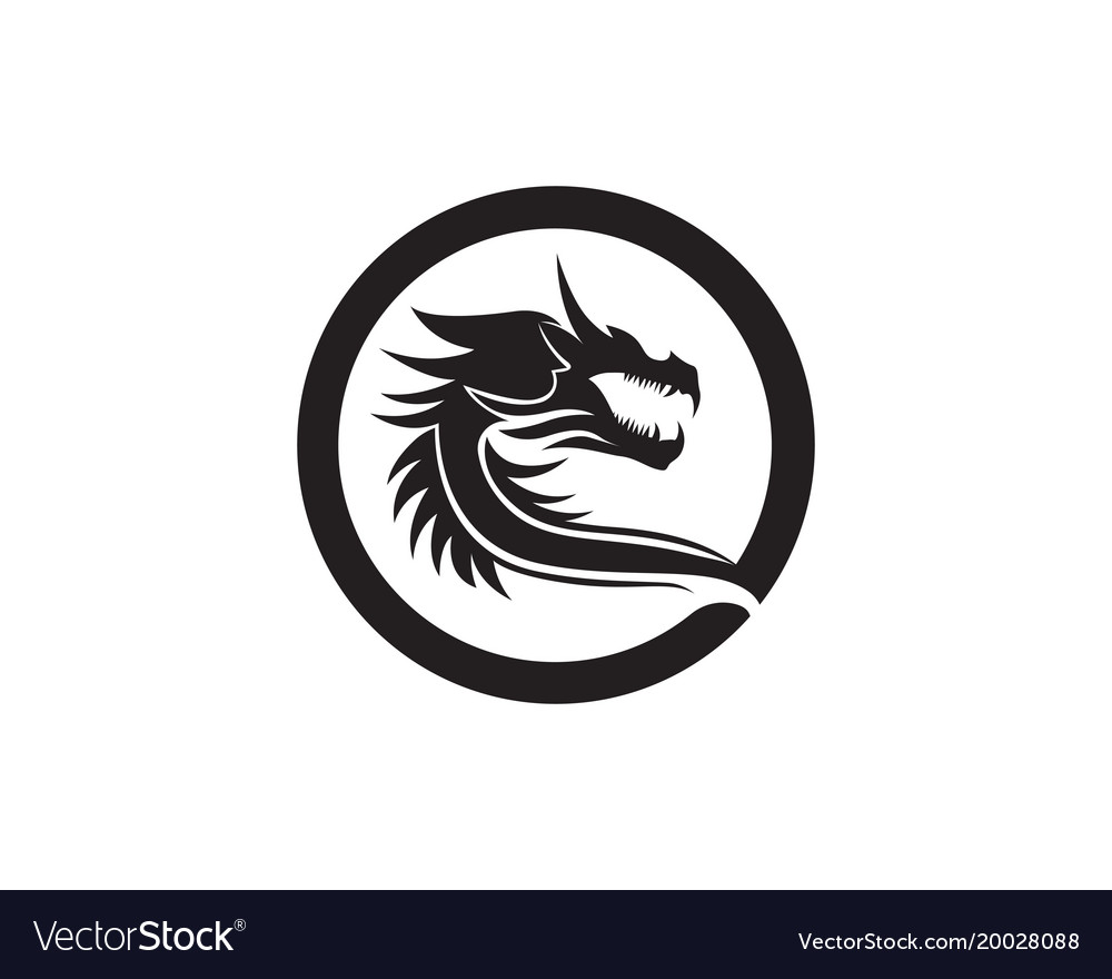 Head dragon flat color logo template