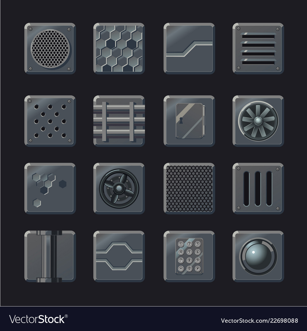 Industrial element set metal panel vector image Industrial element set metal panel