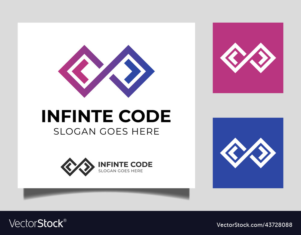Infinity code logo template gradient design icon Vector Image Infinity code logo template gradient design icon