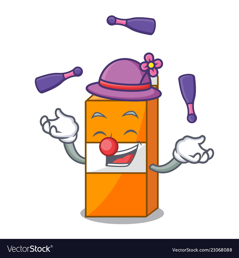 Juggling package juice mascot cartoon Royalty Free Vector