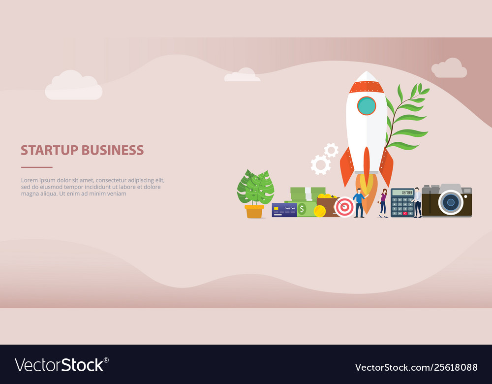 Launch startup business concept with rocket