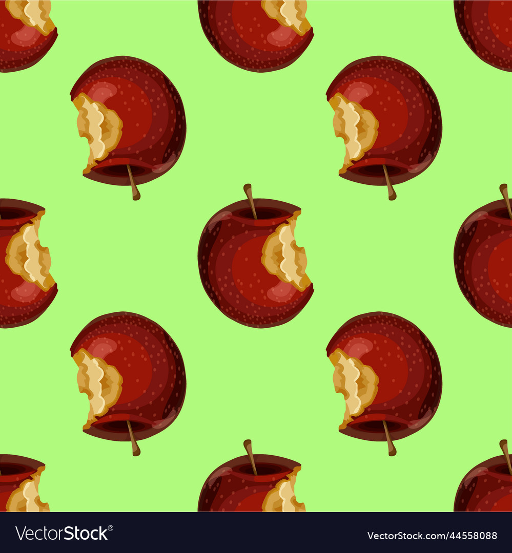 Red apple while core half seamless pattern