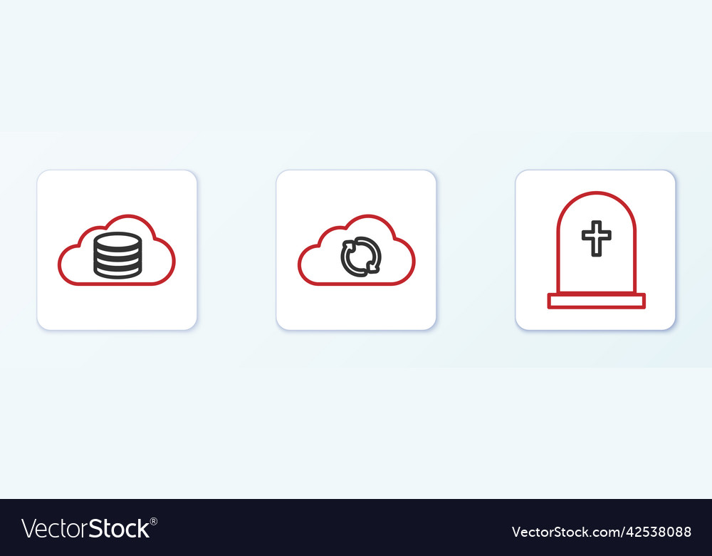 Set line tombstone with cross cloud database vector image Set line tombstone with cross cloud database