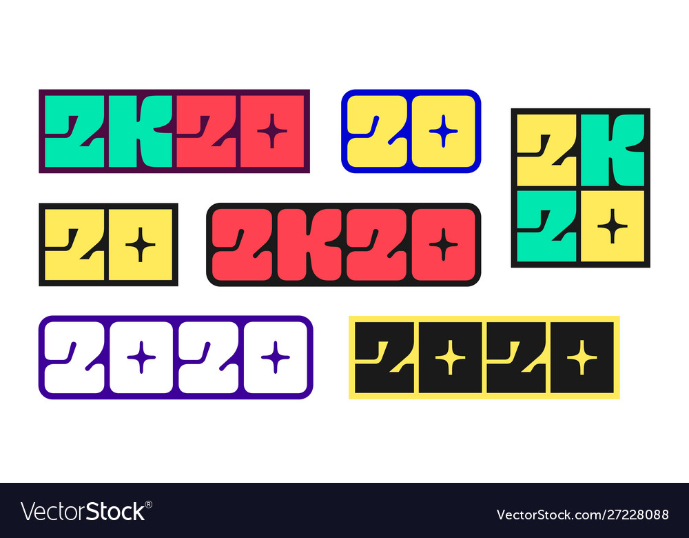 Set new year 2020 stickers Royalty Free Vector Image