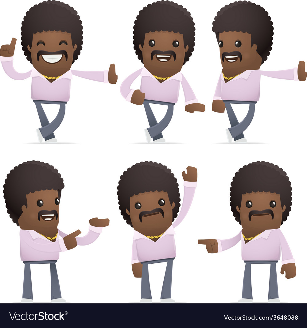 Set of disco man character in different poses