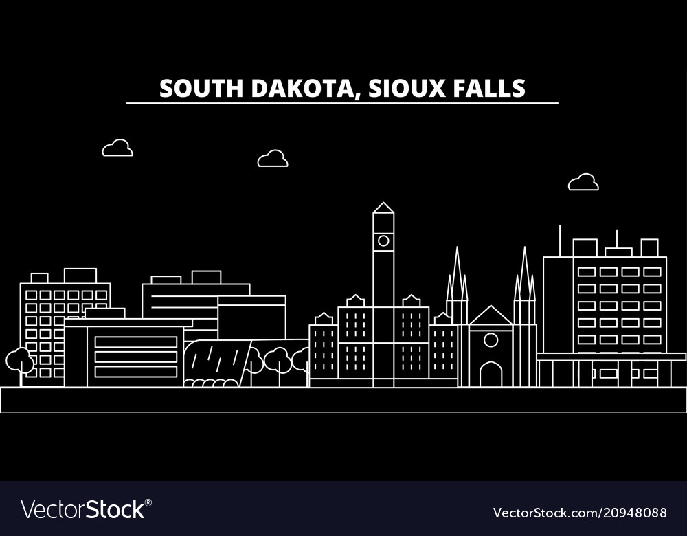 Sioux Falls Silhouette Skyline Usa Sioux Falls Vector Image
