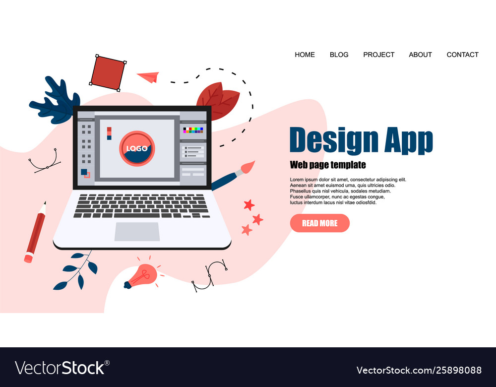 Webpage template flat design application