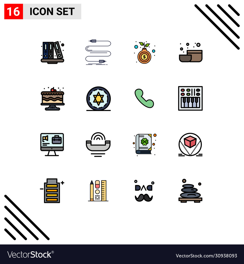 16 user interface flat color filled line pack