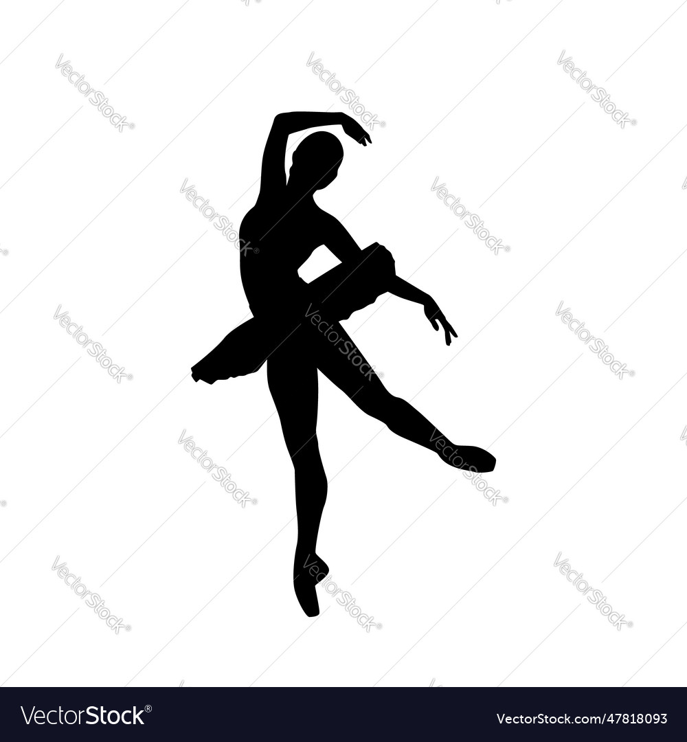 Ballerina woman silhouette black and white Vector Image