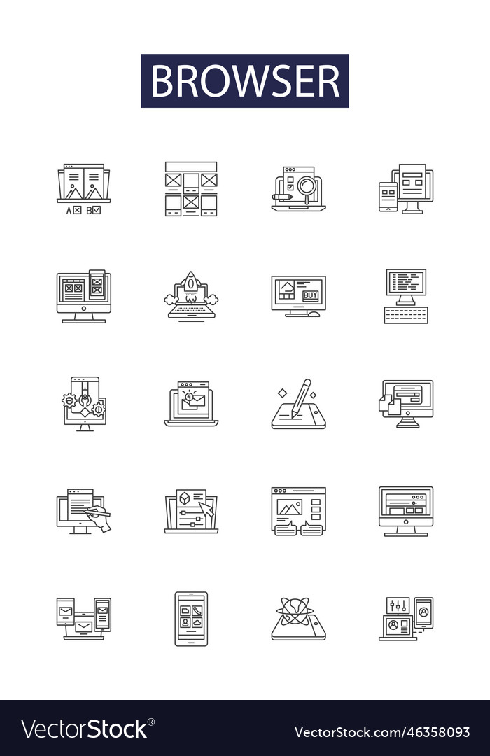 Browser line icons and signs web chrome vector image Browser line icons and signs web chrome