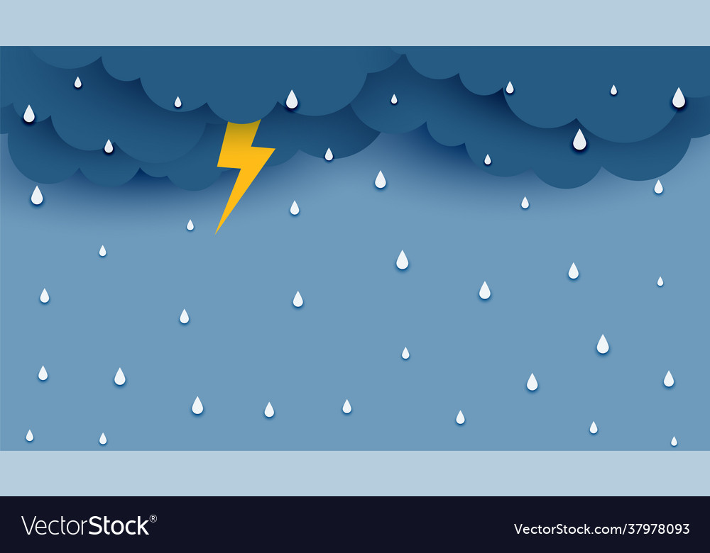 Dark clouds with rainfall and thunder flash