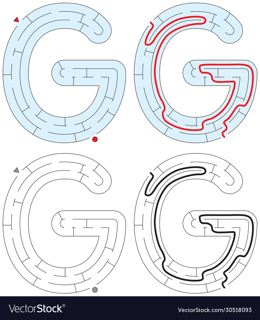 Easy alphabet maze - letter g