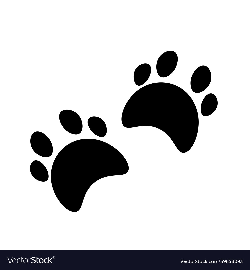 Flat cartoon animal footprint silhouette cat Vector Image