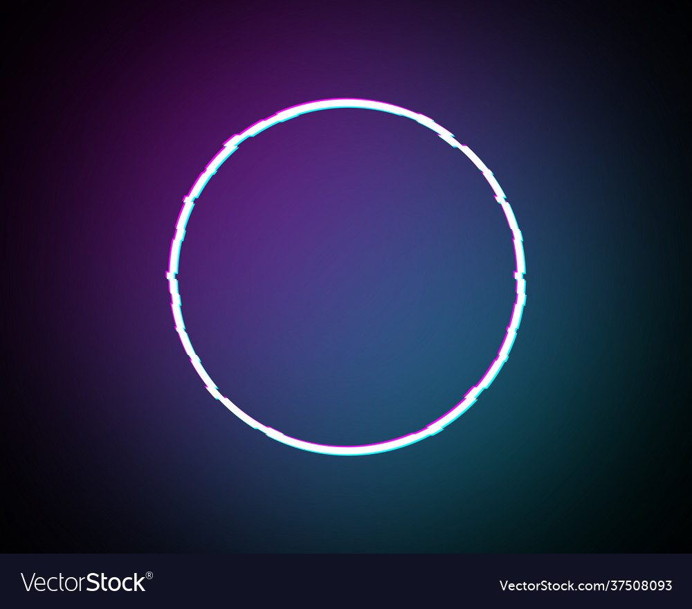 Glitched circle frame design distorted glitch