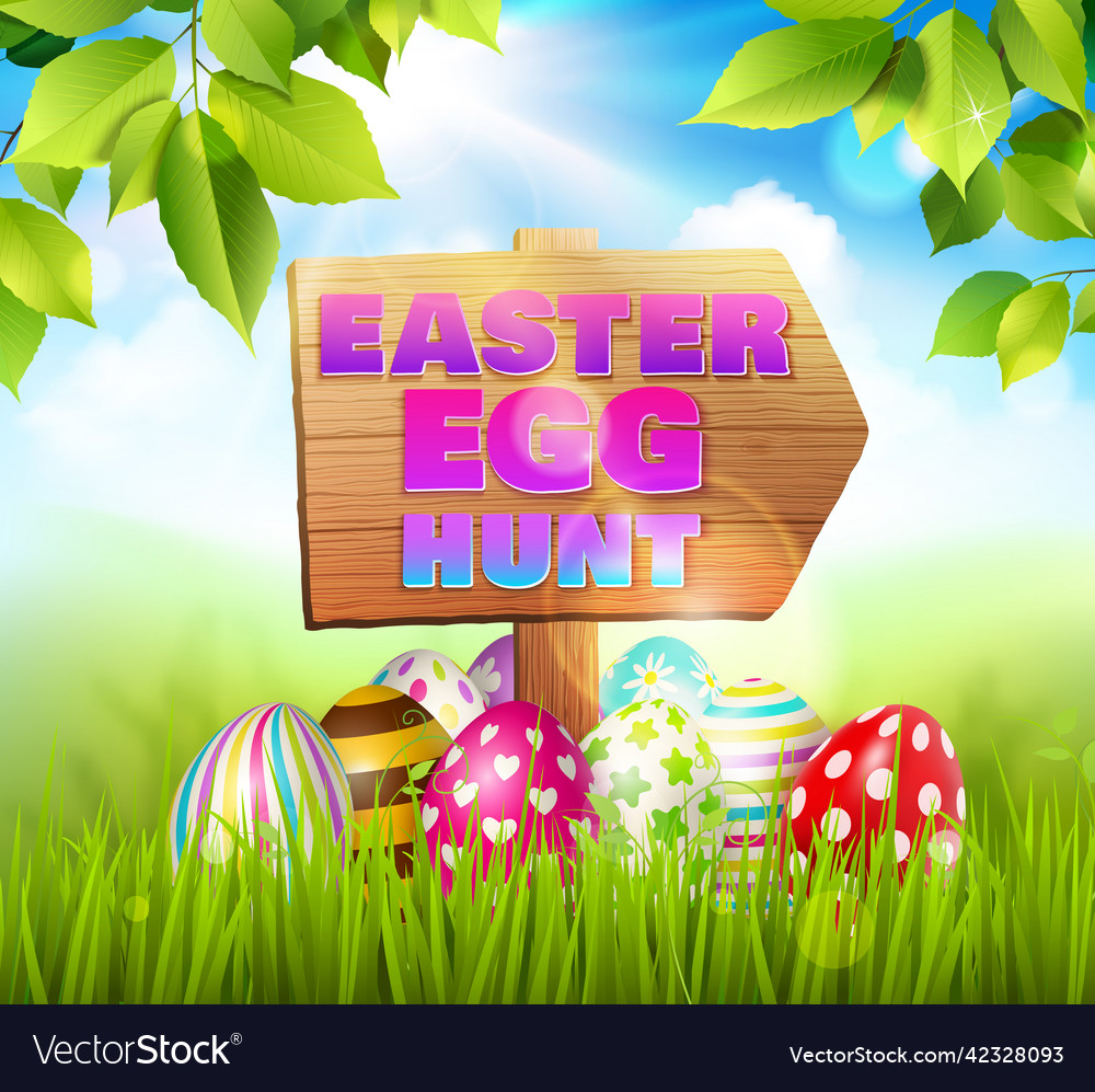 Hunting eggs easter composition