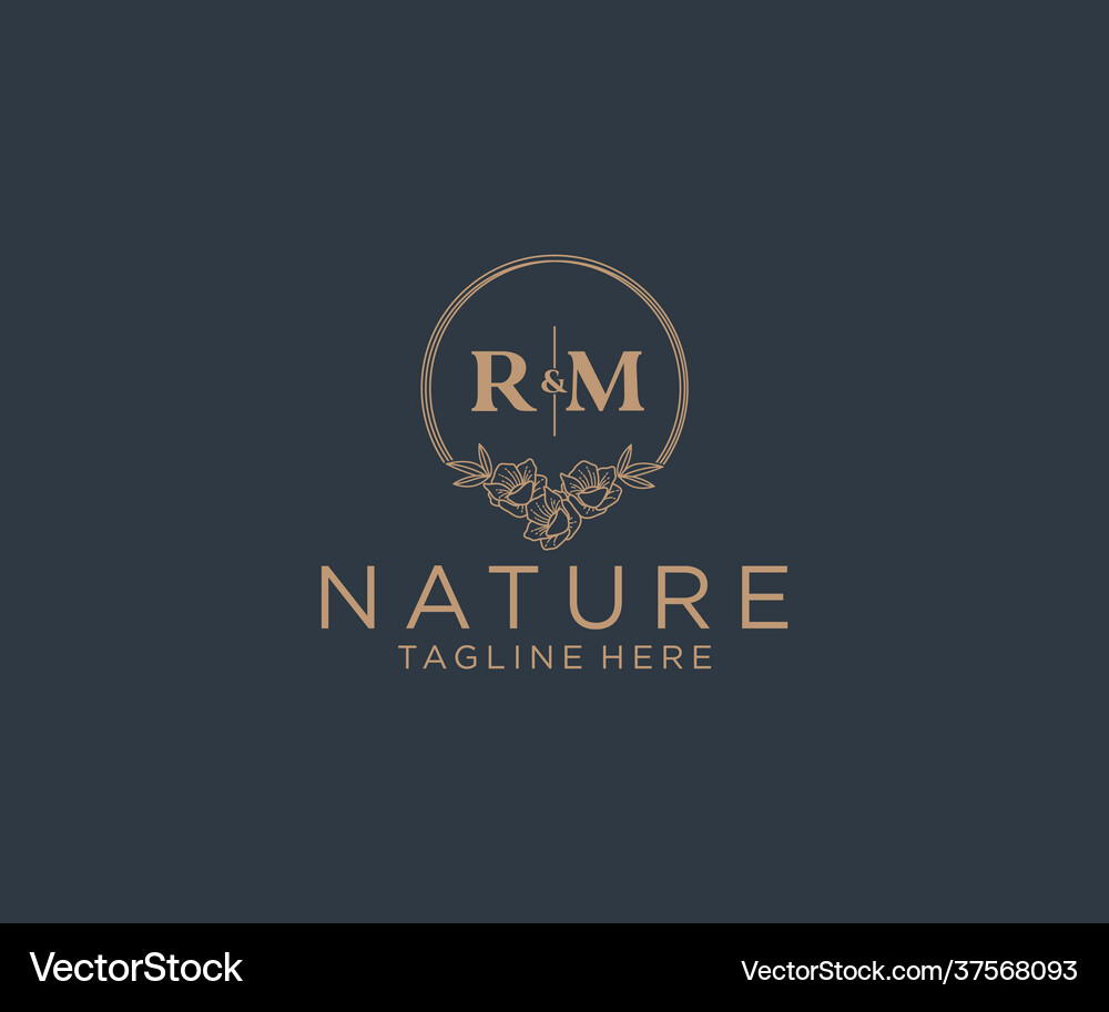 Initial rm letters floral frames botanical Vector Image