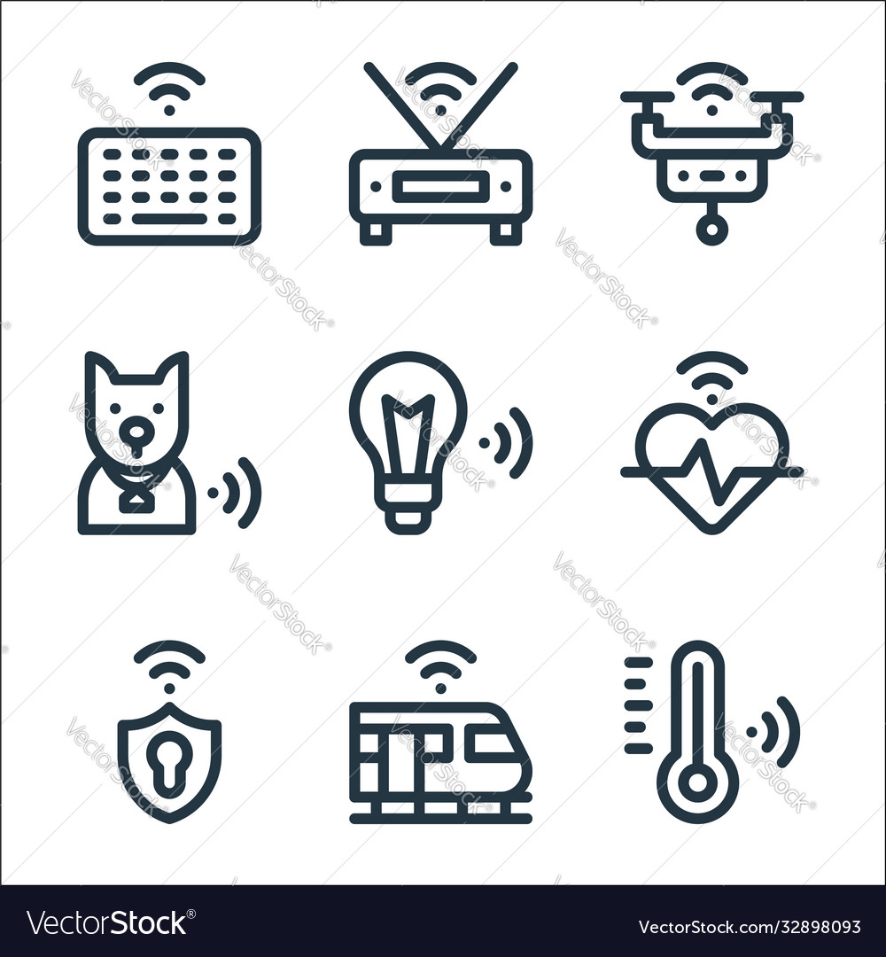 Internet things line icons linear set quality