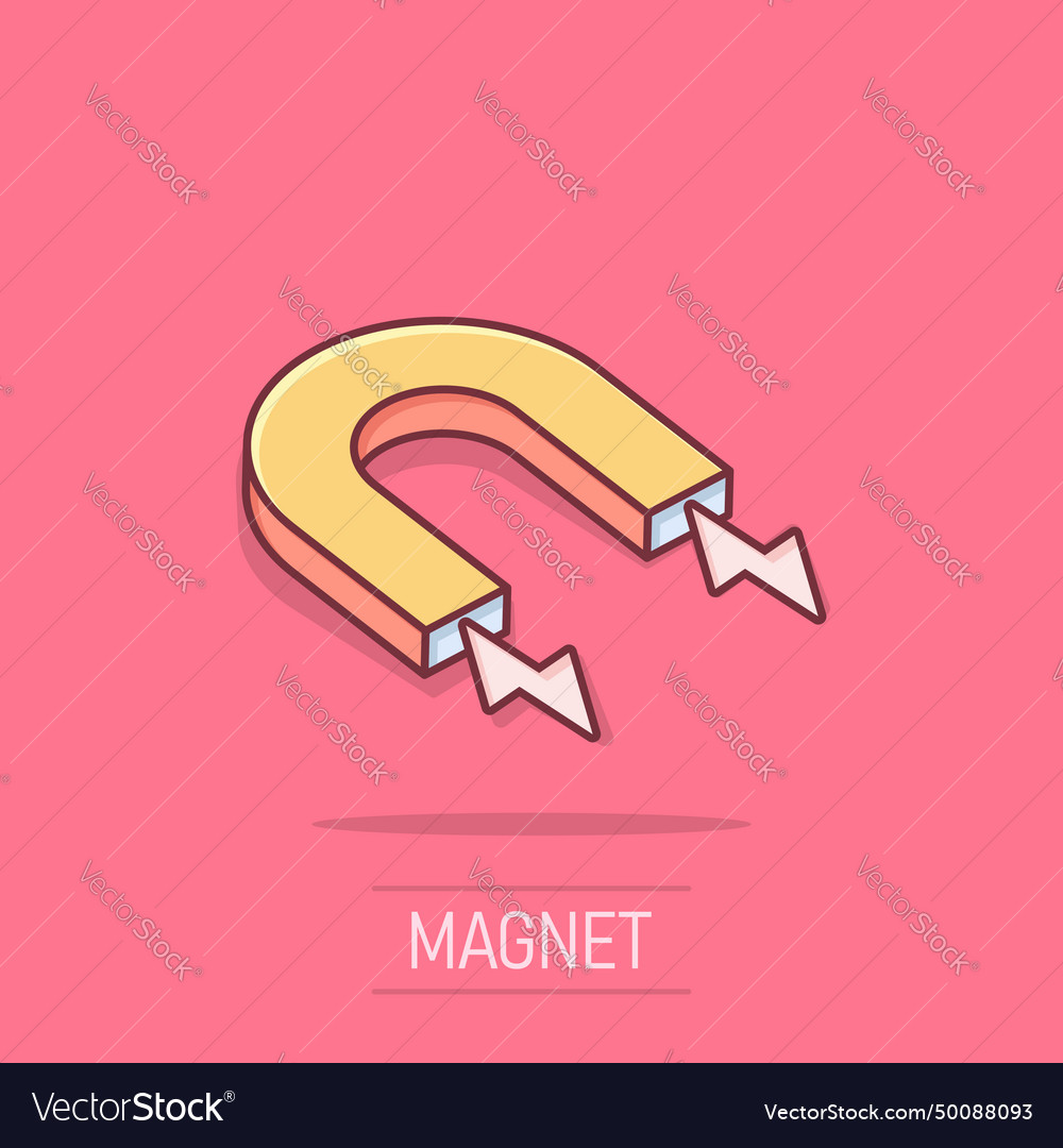 Magnet icon in comic style attract cartoon Vector Image