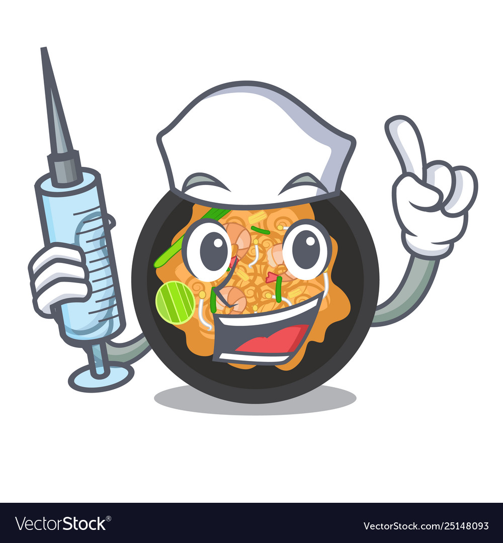 Nurse Pat Thai Served In Character Bowl Royalty Free Vector