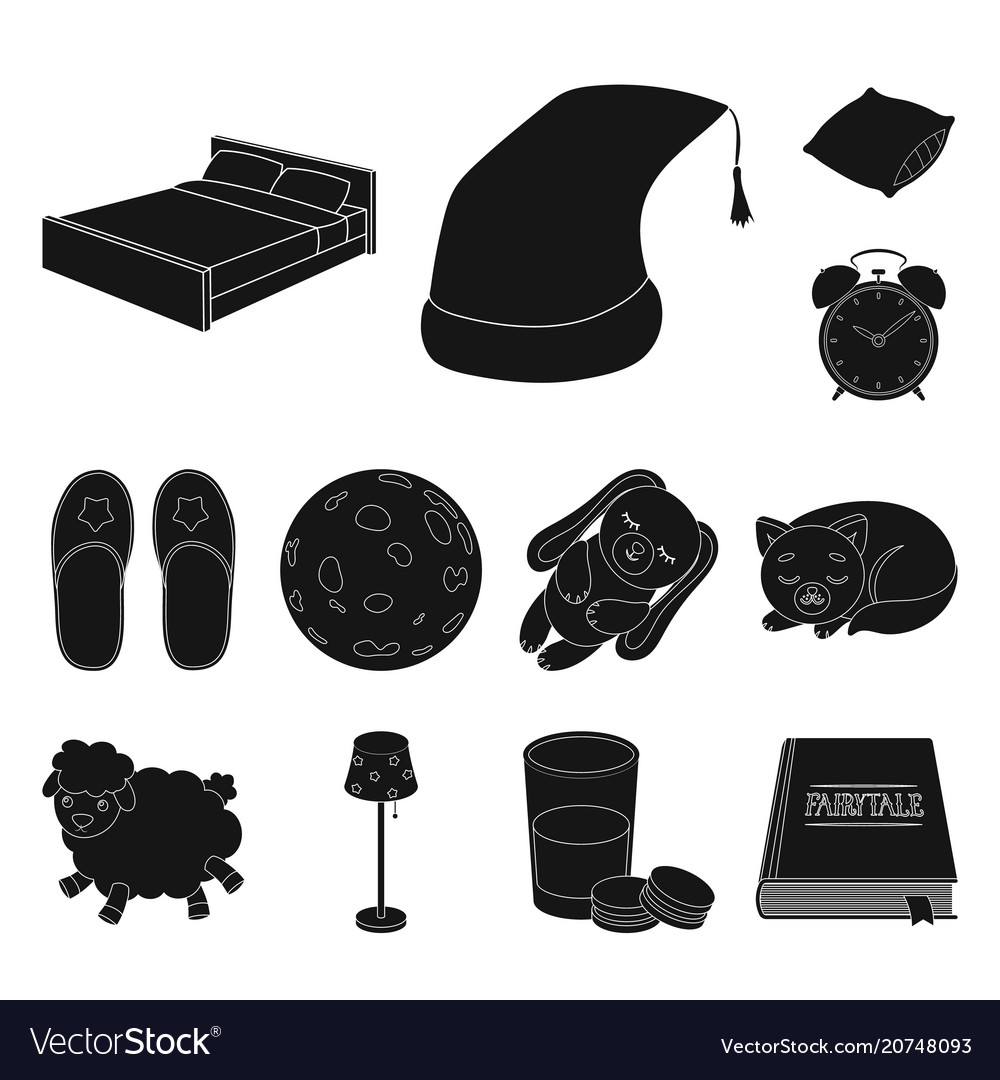 Rest and sleep black icons in set collection