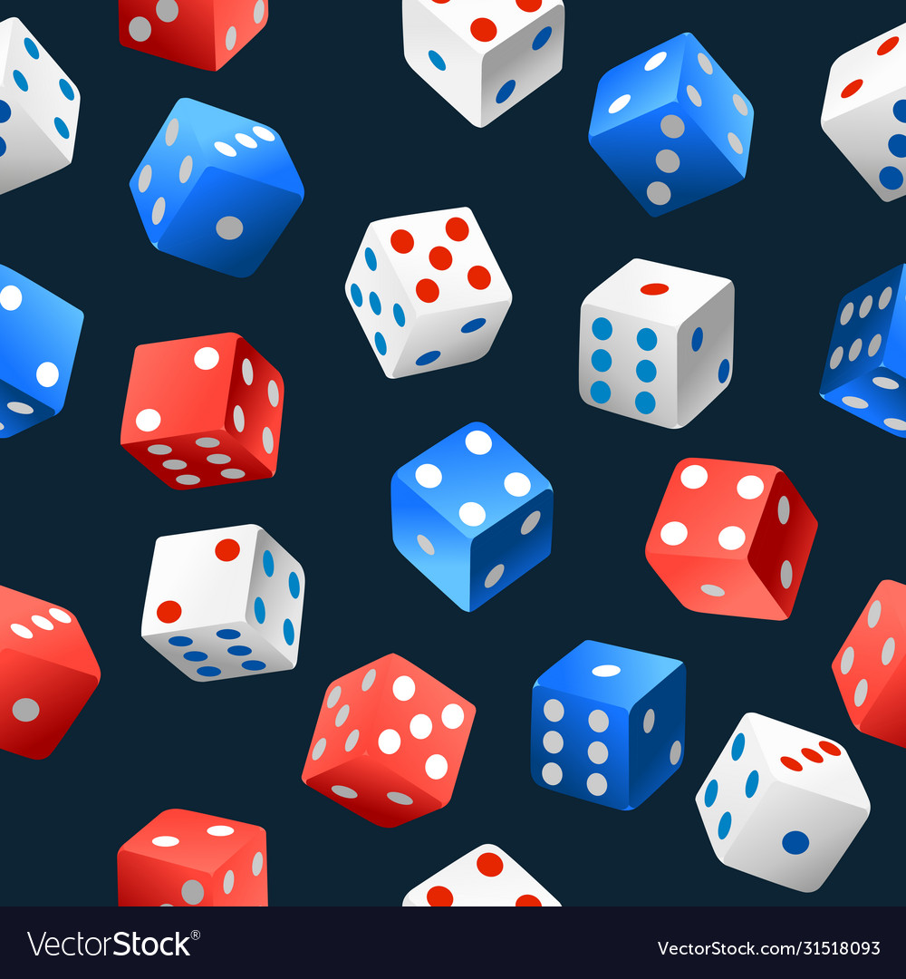 Seamless pattern playing dice falling Vector Image Seamless pattern playing dice falling