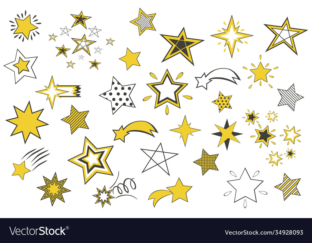 Set cartoon stars isolated vector image Set cartoon stars isolated