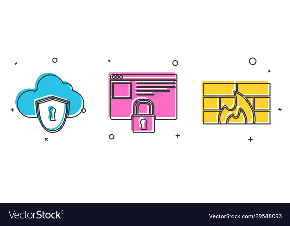 Set cloud and shield secure your site with https vector image Set cloud and shield secure your site with https