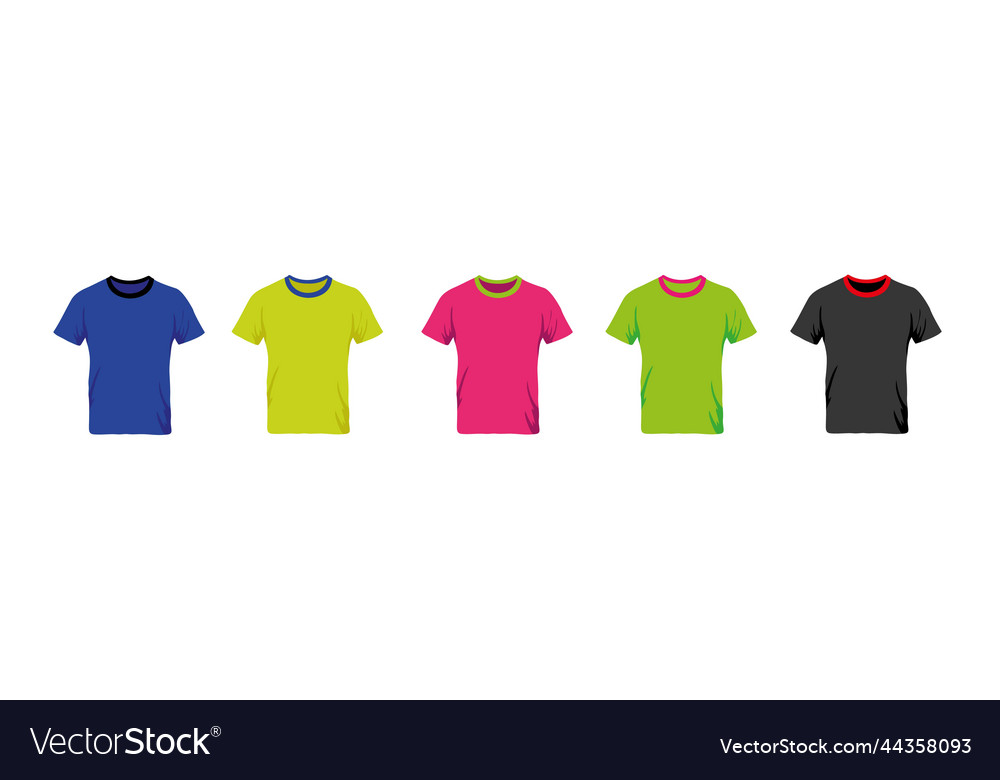 Set of realistic colored t-shirt mockup Royalty Free Vector