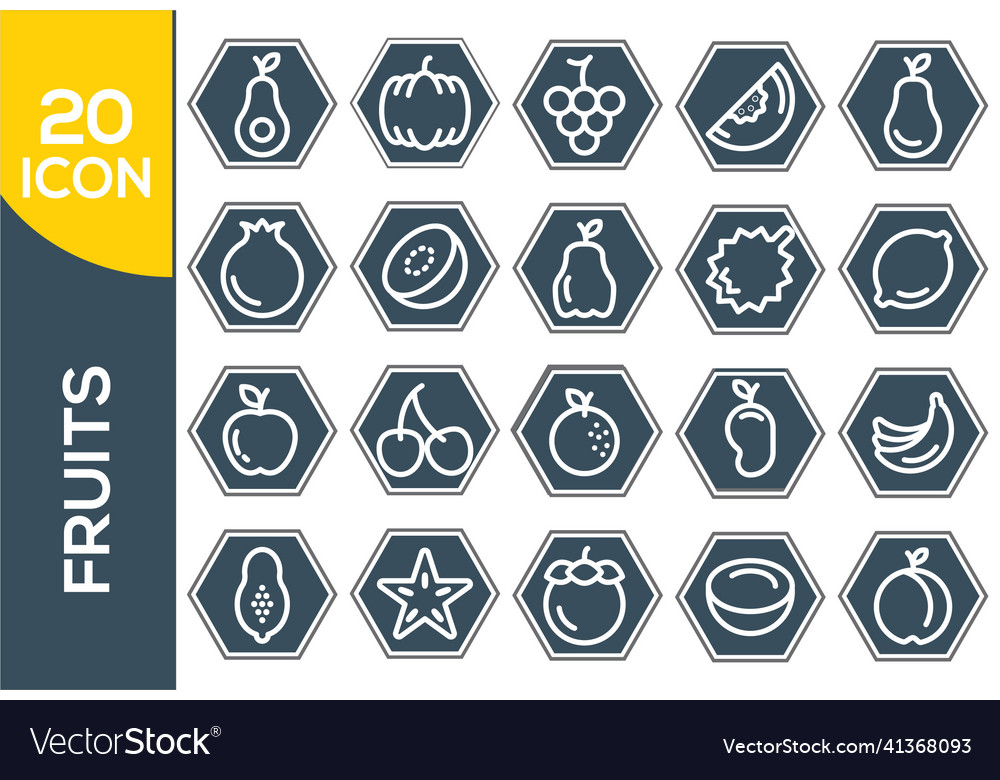 Simple set of fruits related line icons contains