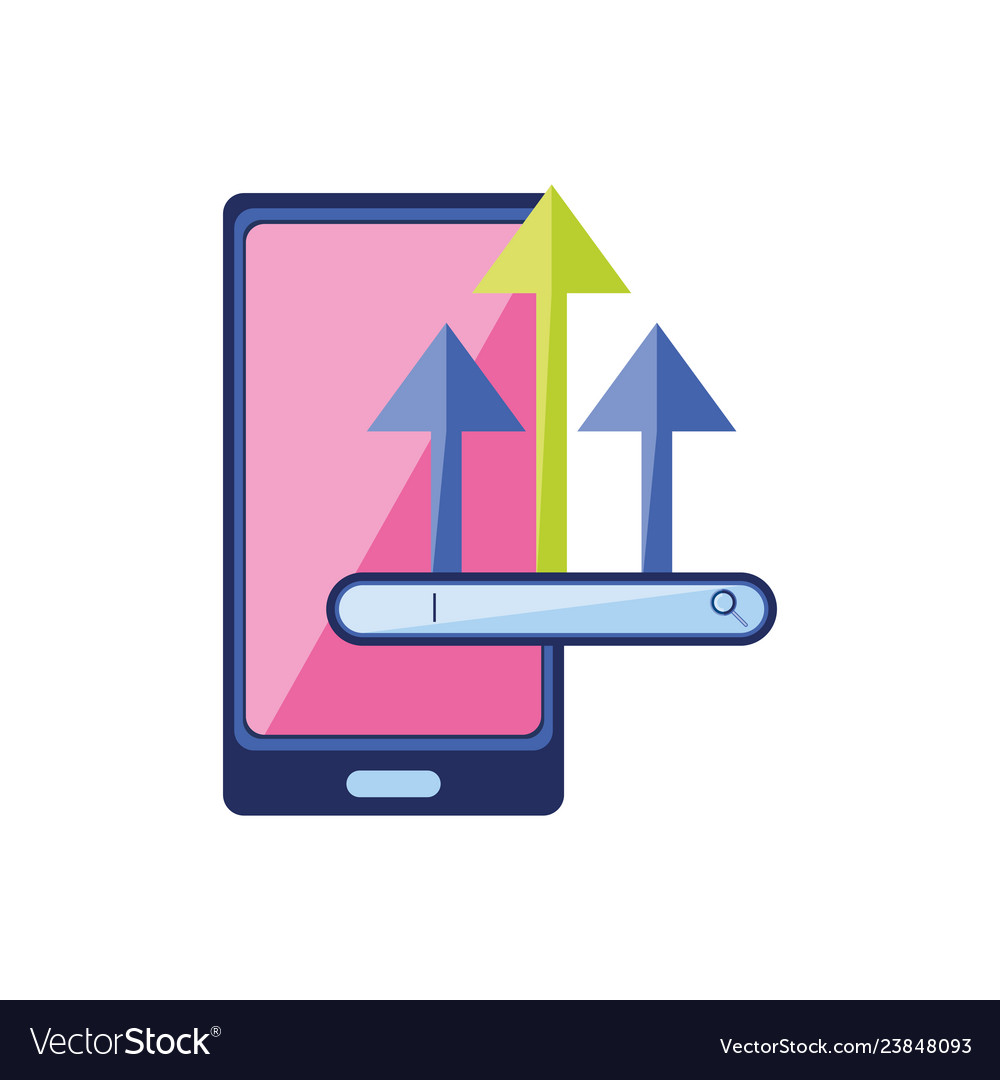 Smartphone with browser bar and arrows up