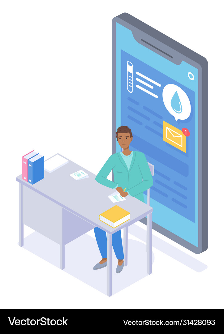 Smartphone with medical app incoming message Vector Image