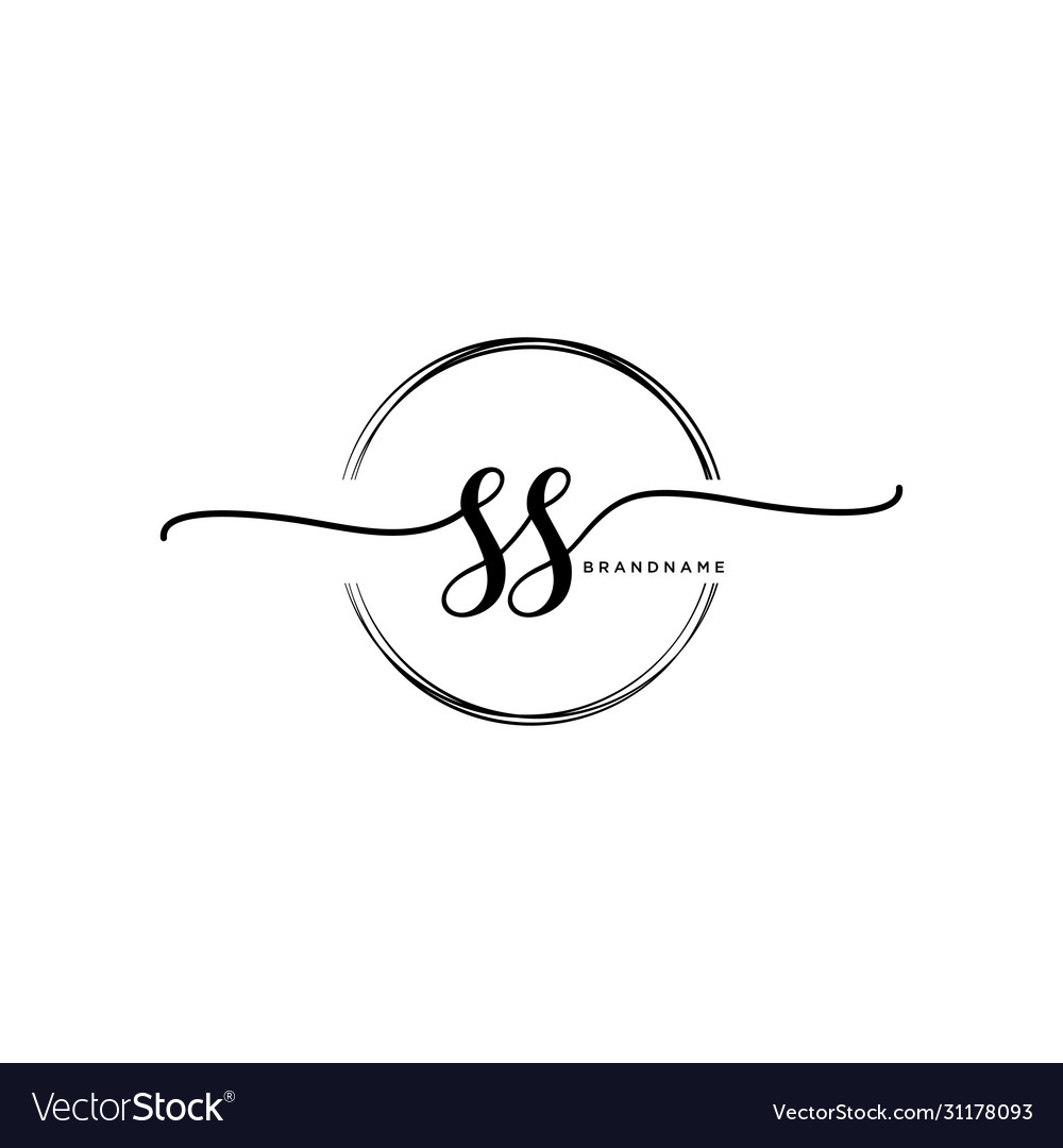 Ss initial handwriting logo with circle template