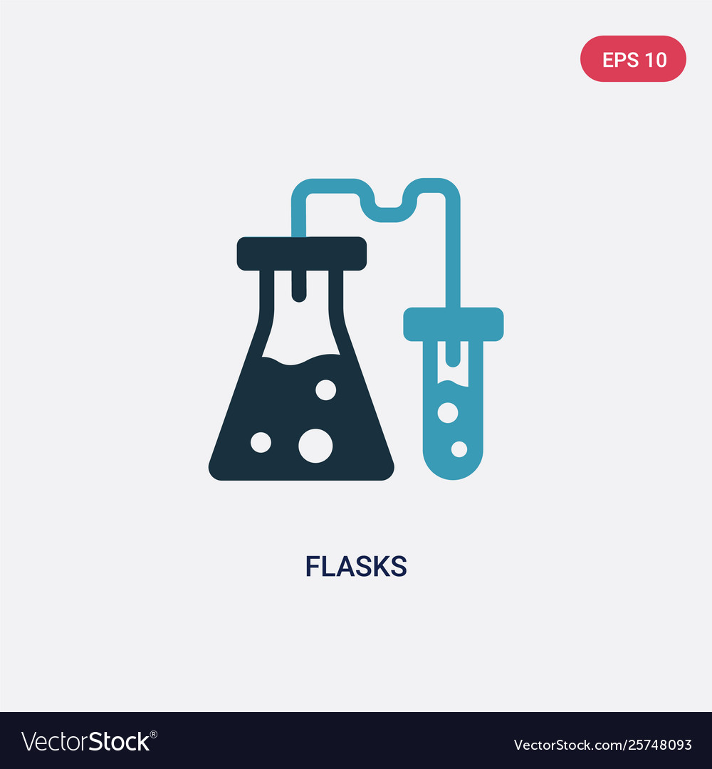 Two color flasks icon from science concept