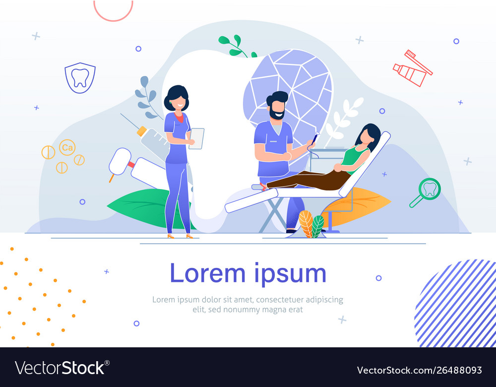 Website Landing Page Banner Visit Dental Clinic Vector Image