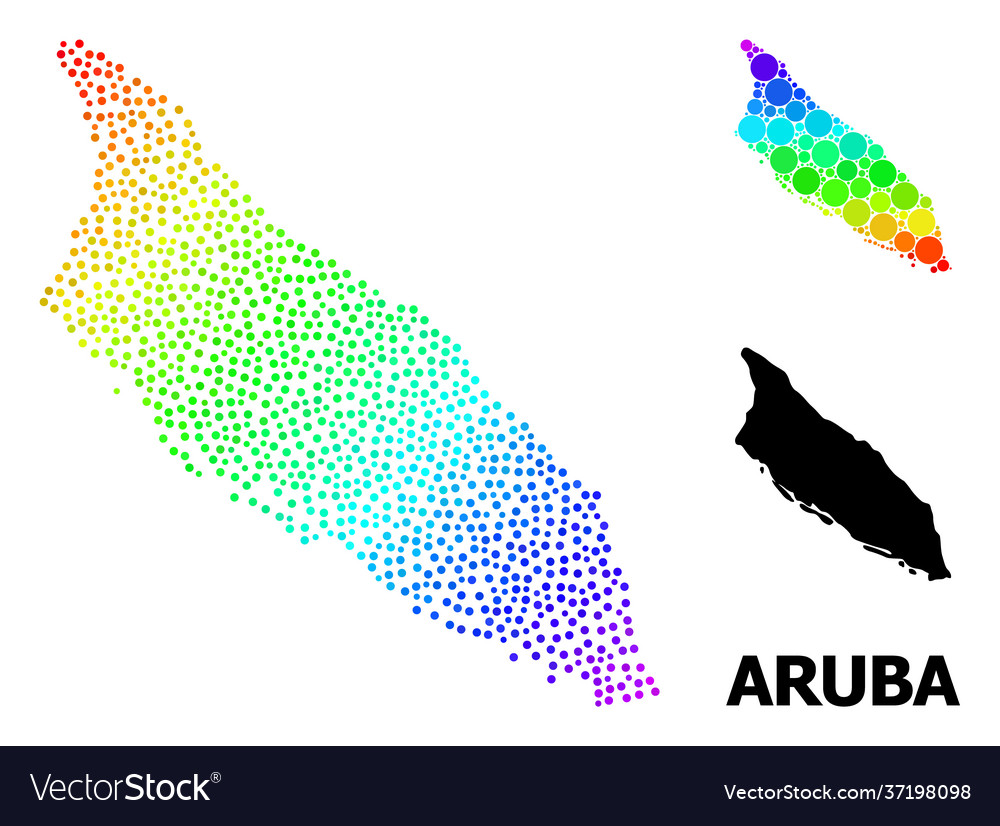 2d polygonal map aruba island with red stars