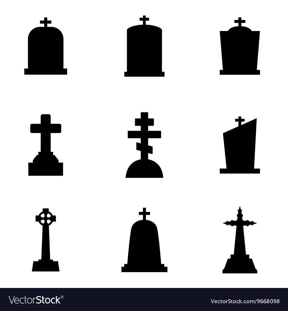 Black gravestone icon set Royalty Free Vector Image